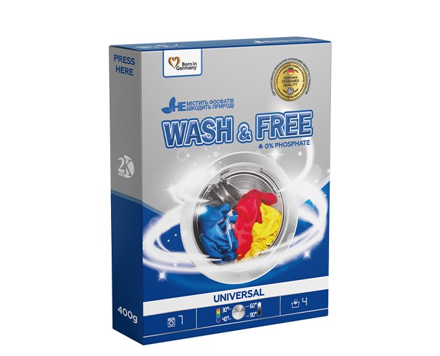 WASH & FREE სარეცხი ფხვნილი უნივერსალი 400გრ